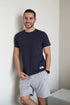 Men summer pajama set Dark blue T-shirt + Light Grey Short